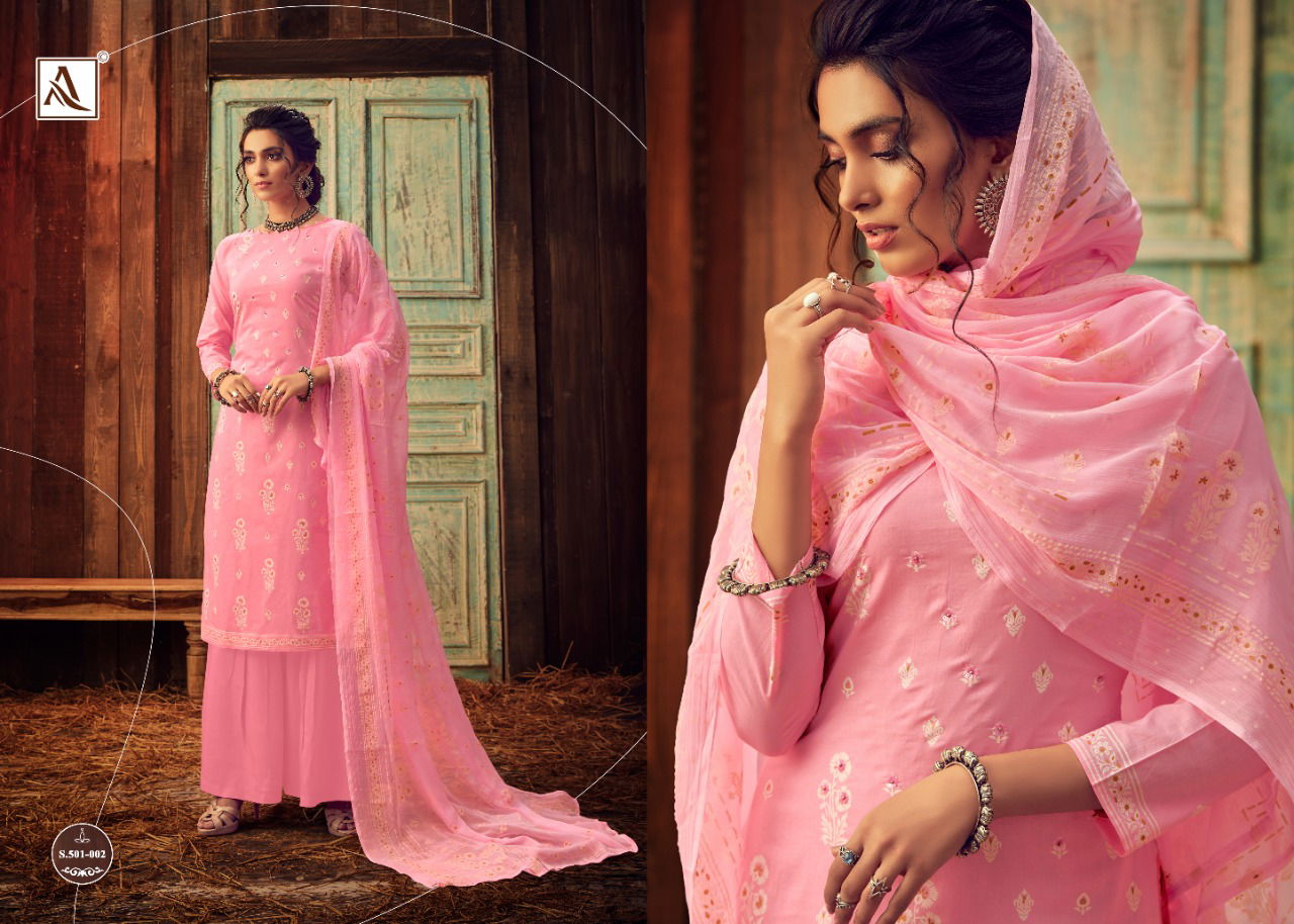 Alok Bloom Gold 2 Pure Lawn Cotton Designer Dress Material
